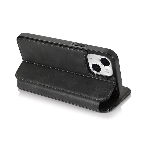 [LLC]Kompatibel med iPhone 13 Mini Etui Læder Pung Flip Telefoncover Black