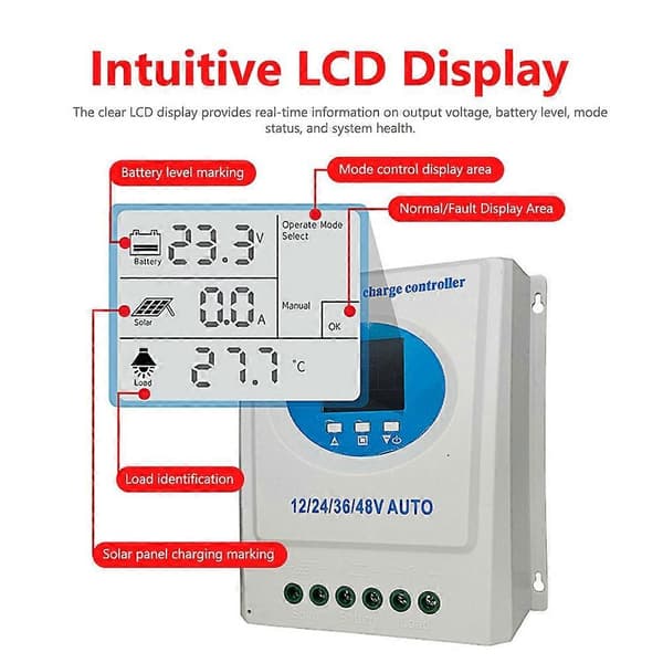 150A MPPT Solar Charge Controller 12V 24V 36V 48V LCD-skärm Batteri Intelligent Regulator med Dubbla