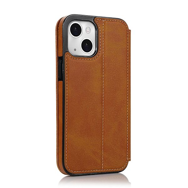 [LLC] Compatible with iPhone 13 Mini Case Leather Wallet Flip Phone Case Khaki