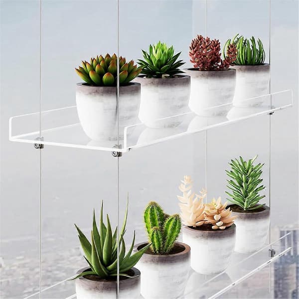 [LLC] 3-Layer Window Plant Shelves 16 Inch, Acrylic Hanging Floating Shelf