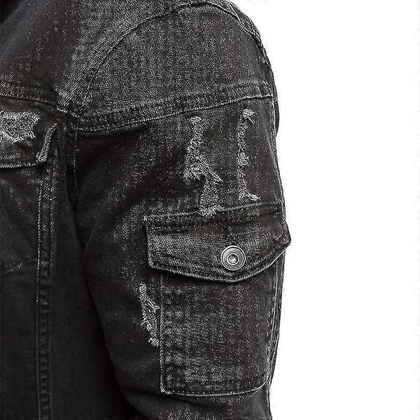 Lång jeansjacka för män, trasig jeansjacka, modern jacka för vår och höst M M
