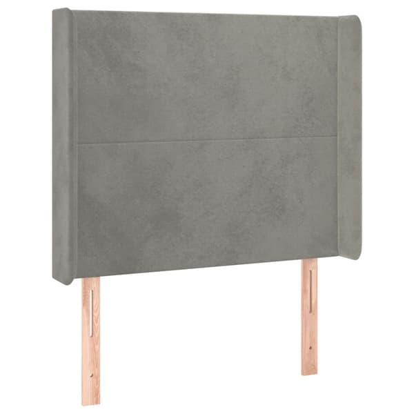 [LLC]vidaXL Headboard with Wings Light Grey 93x16x118/128 cm Velvet Grey Ljusgrå Polyester, Trä