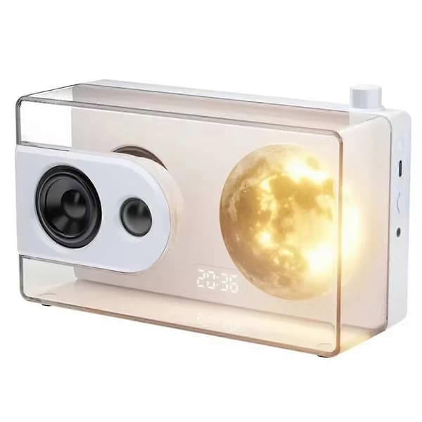 [LLC]M6 Moonlight Music Box Bluetooth-högtalare Stöd TF-kortspel AUX-datoranslutning Klocka Transpa White