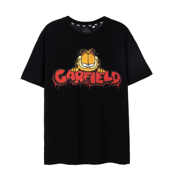 [LLC] Garfield Graffiti T-shirt med korte ærmer til mænd, S, sort Black Black S