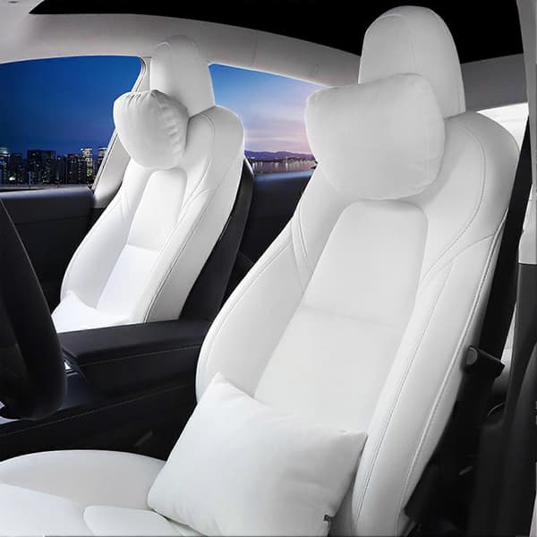 [LLC]Thadrest Kudde Nackskydd Bil Nackstöd Kudde Ersättning för Tesla Model 3 Model Y Vit