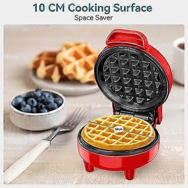 [LLC] Mini Waffle Iron, Waffle Maker, Clear Indicator Light, Non-Stick Coating, Cool Handle, Compact Size Green Green
