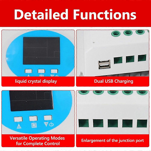 150A MPPT Solar Charge Controller 12V 24V 36V 48V LCD Display Batteri Intelligent Regulator med Dua