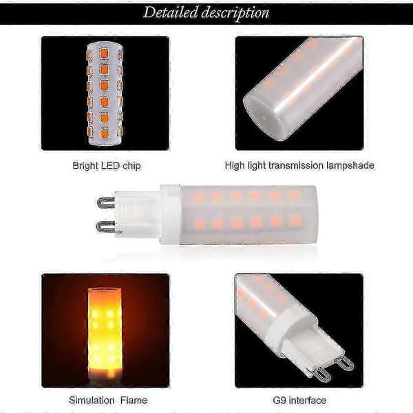 [LLC]Th Flame Lamp Led Light Bulb 0.5w Pc Ceramic Paint 10lm 36*2835 Smd Ac 220-240v 1300-1700k 360 Degree [energy Class A] 4pack