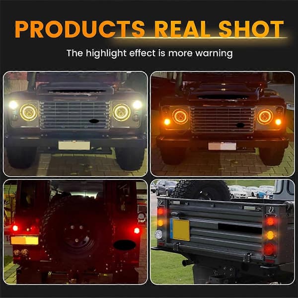 LED baklys, front- og bakindikator, blinklys, sidemarkeringslampekit for Land Rover Defender As shown