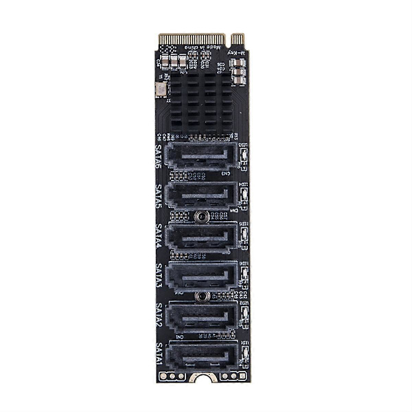 [LLC]Th2 til adapter, 6 porte NVME til SATA3.0, M.2 PCI-E M Key Riser. Black