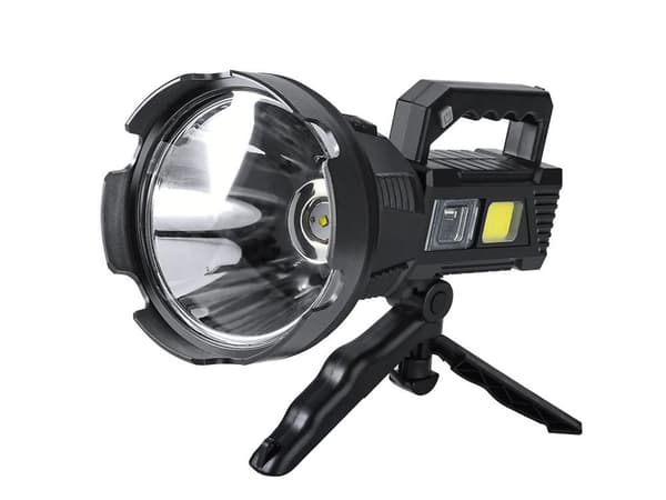 [LLC]Rechargeable Flashlight - Searchlight - CREE XHP50 LED - tripod included Svart black