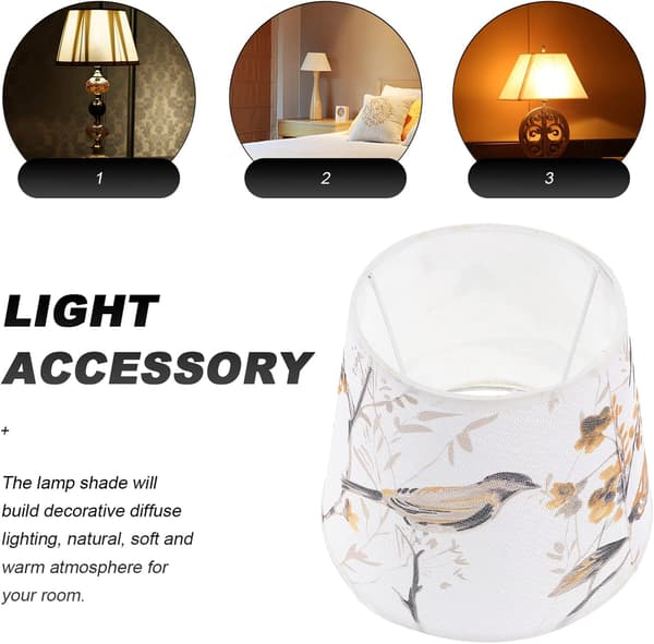 [LLC] Small Lampshade Bucket Bird Flower Pattern Fabric Decorative Lampshade For Table Lamp Pendant Lamp