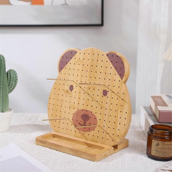 [LLC]Thochet Blocking Board med 10 pinde, Blocking Board til hækling og strikning, Bambus Granny Square Blocking Boards Wood