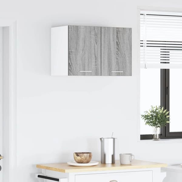 [LLC] Hængeskab med dør 2 stk. Grå Sonoma og hvid 30 x 31 x 40 cm 500