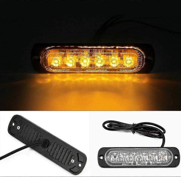 [LLC]Thergency Strobelys, 8 stk. 6 LED gule blinklys, 12/24V farevarsellys for bil