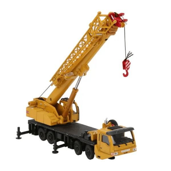 [LLC] All Joints Can Rotate Freely, 1:55 Scale Die-Cast Alloy Crane Truck Model with Rotating Crane with Cab and Manually Controlled Cable Winch