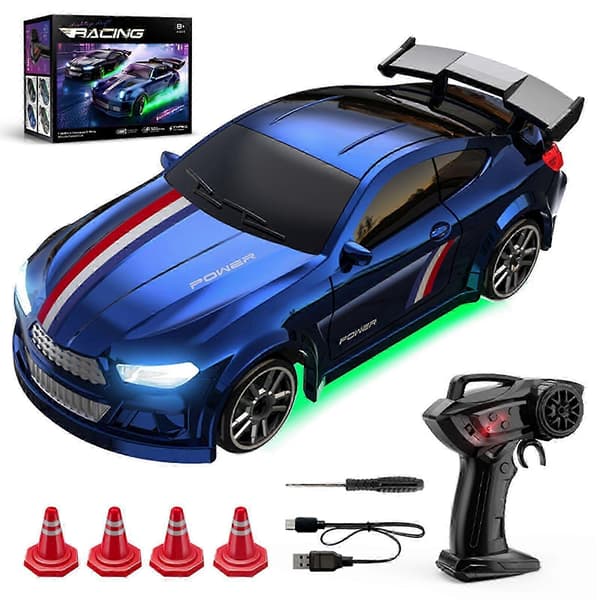 Mini RC Driftbil 1/64 Skala Lastebil Fjernkontroll Firehjulsdrift Proporsjonal Blue 2