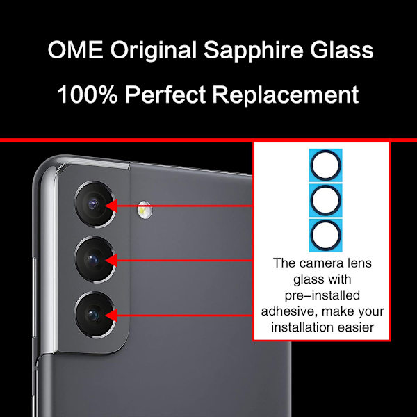 [LLC] Samsung Galaxy S21 Plus Camera Lens Replacement Part Transparent transparent