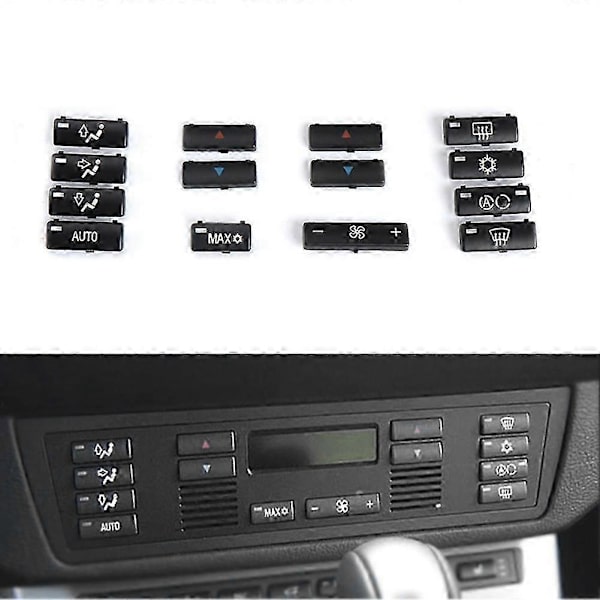 [LLC]ThPcs Bil AC Bryterknappdeksler for X5 E53 1999-2006 & E39 1996-2002, Klimakontrollpanel Trim Black