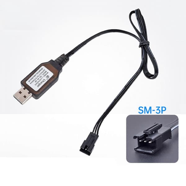 [LLC] Batteri USB-laddningskabel 7.4V 3-stift Universal för RC Bil Tank Modellfordon Black 60cm