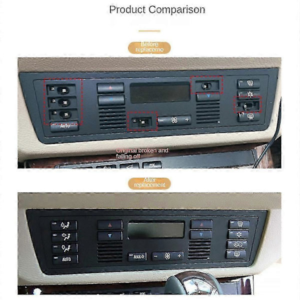 [LLC]ThPcs Bil AC Bryterknappdeksler for X5 E53 1999-2006 & E39 1996-2002, Klimakontrollpanel Trim Black