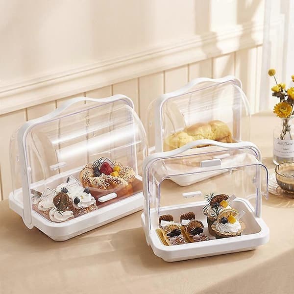 [LLC]Bärbar multifunktionell transparent förvaringslåda brödlåda flaskorganisatör med dammtätt lock Not Specified Small