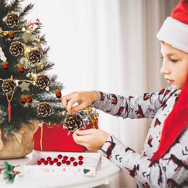 [LLC] 108 Pieces Christmas Wreath Making Decorations Natural Pine Cone Red Holly Berries