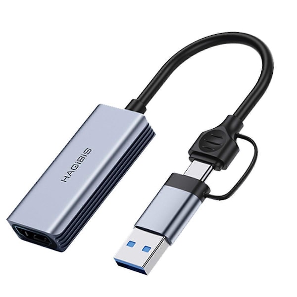 USB 3.0 Videoinspelningskort med PD-port för snabbladdning - Kompatibel med USB/Type-C Game Live Streamin