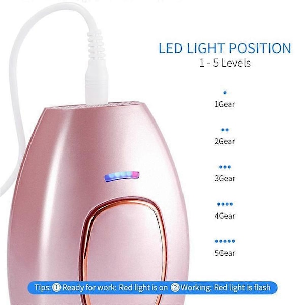 5-Niveau-Laser Bikinis Pulser Epilator Smertefri Laser- Hårfjerning Ansigts Depilator Elektrisk Trimmer Hvid EU Stik