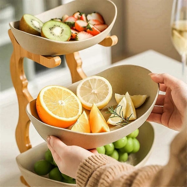 3-lags fruktskål, plast snacksbrett for stue