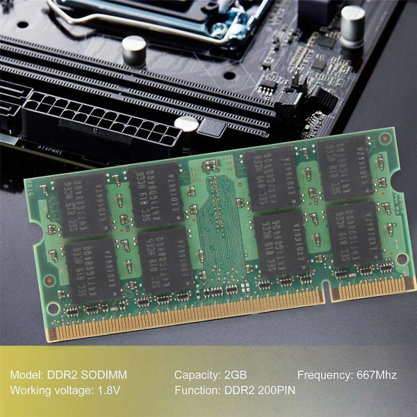 2GB DDR2 RAM-muisti 667Mhz PC2 5300 Laptop Ram Memoria 1.8V 200PIN SODIMM Intel AMD:lle