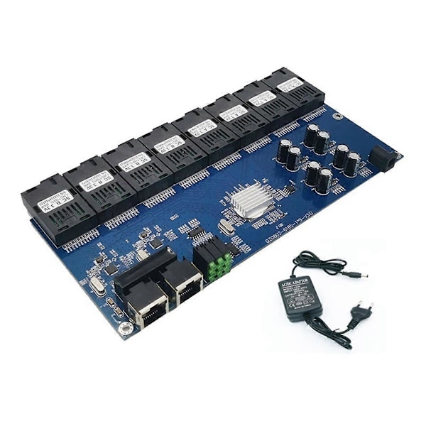 Gigabit kuituoptinen kytkin 8 SC 2 1000M RJ45 Gigabit Ethernet -kytkin mediakonvertteri 5V3A A EU-PISTOKE