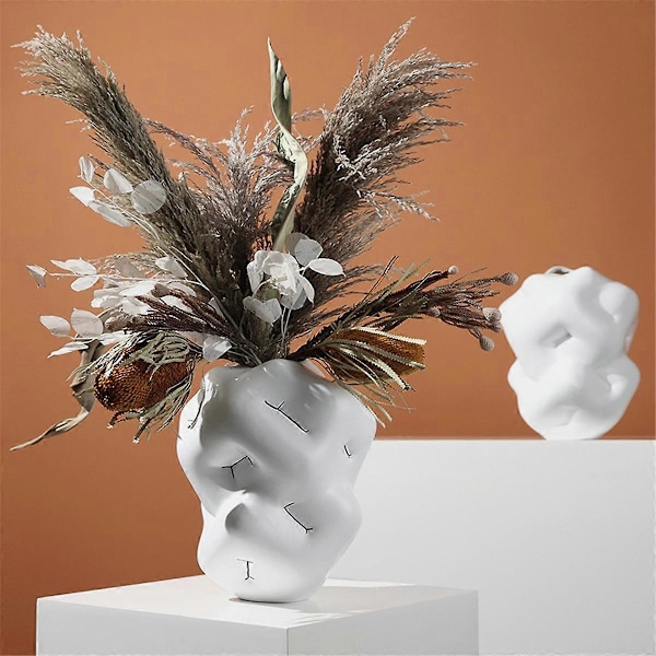 Modern Enkel Resin Vas Omslutande Konst Blomvas Vas Mjuk Dekoration Vit(B)