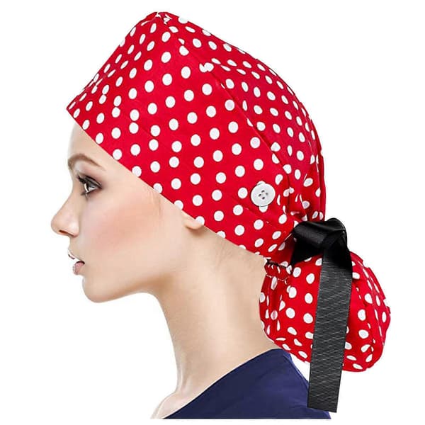Hætte med knapper Bouffant hat med svedbånd til kvinder og mænd