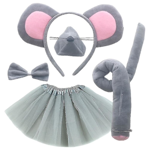 1 Set Mouse Costume Set Including Mouse Ears Headband Mouse Nose Mouse Tail Bow Tie Kit-e