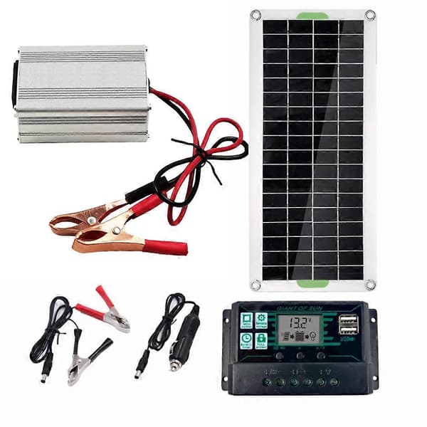Monokrystallinske paneler System Kit Solcellepanel Kit Lett Bærbar Solcelle Inverter Kit for Båter Biler
