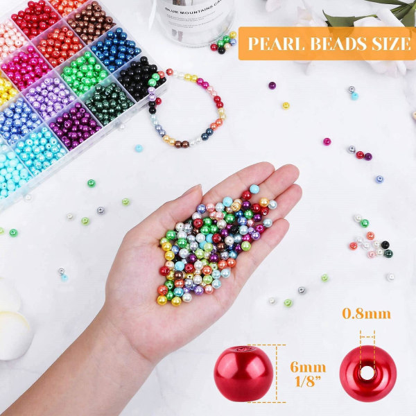 1680 stk 6mm 24 farger runde perler med hull for smykkeproduksjon Løse avstandsperler for DIY C