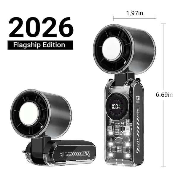 2026 Håndholdt Turbo Ventilator med Kølefunktion, 3600mAh Batteri B2