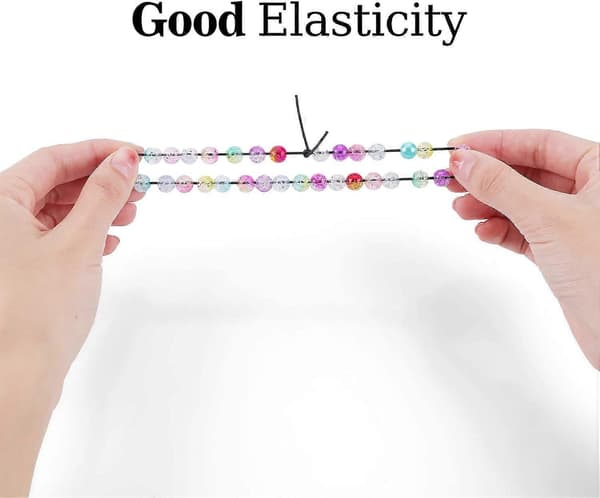 2 Ruller Elastisk Snøretråd 100 m Sort Hvid Elastisk Bånd til Armbånd Kerne Spundet Perle Snøre 1 mm Elastisk Bånd Håndværk Tråd til Smykker Armbånd