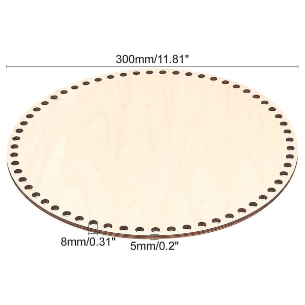 30 cm Naturlig trækurvbund med hul, cirkeltom træbase til gør-det-selv-strikning Hæklepose Bund Shaper Craft
