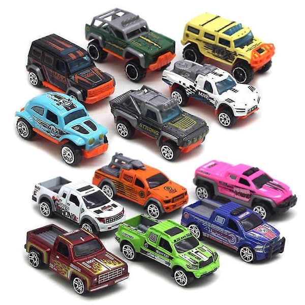 6 st Simulering Legering Bil Leksak Polis Brandbil Terräng Racing Modell Barn Present