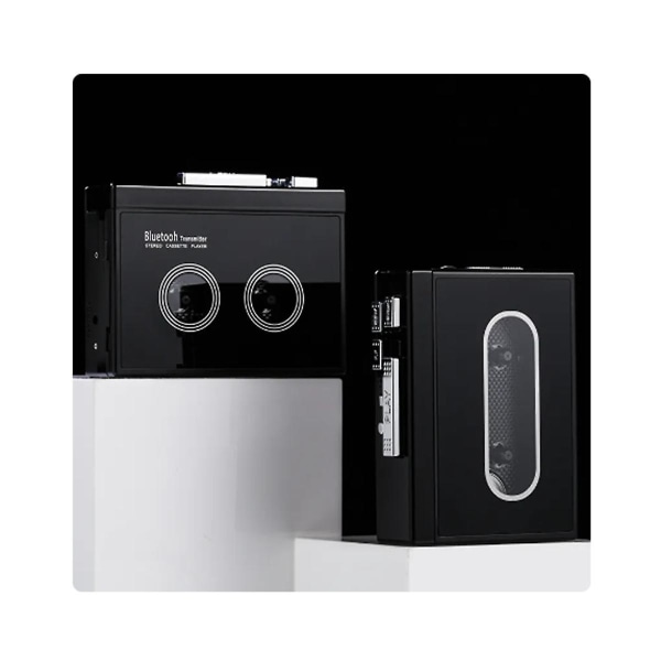 Sort Retro Stereo Kassetteafspiller Walkman Kassettebånd Musik Audio Auto Reverse med Bluetooth
