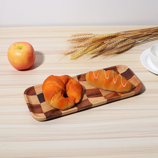 Hushålls vintage träfrukt efterrätt mat serveringsfat hållare tekopp bricka porslin 32x12,5 cm