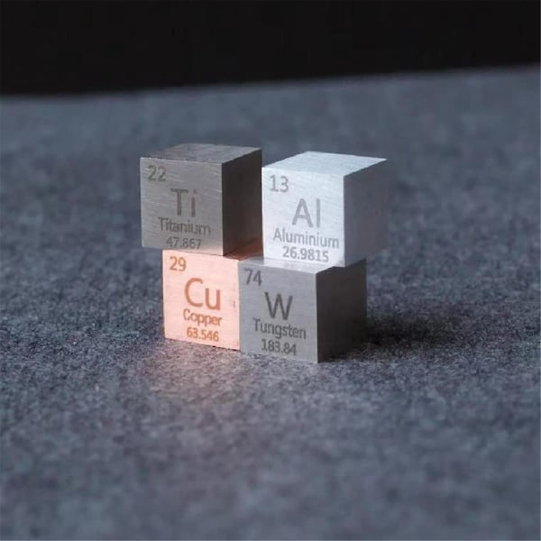Element-kub Set-10 mm Element-kuber Aluminium Titan Koppar Tungsten Metalltärningar För Elements Perio