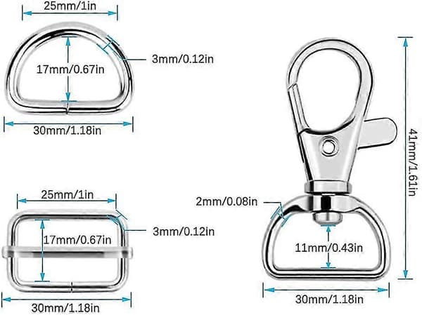 120st Metall Nyckelringar Bulk Nyckelringar Spänne Vridbara Karbinhakar D-ringar