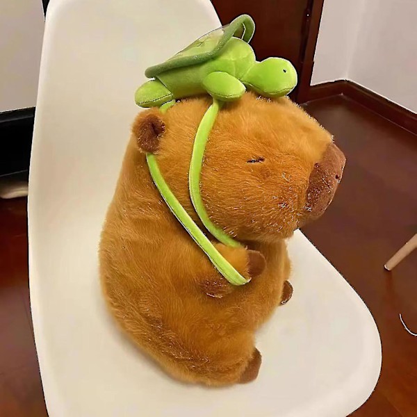 Söt Capybara plyschdocka leksak Bär en sköldpaddsryggsäck Bomull stoppad djurdocka Plyschdjur Hängande prydnad Supermjuk Capybara plysch Penda