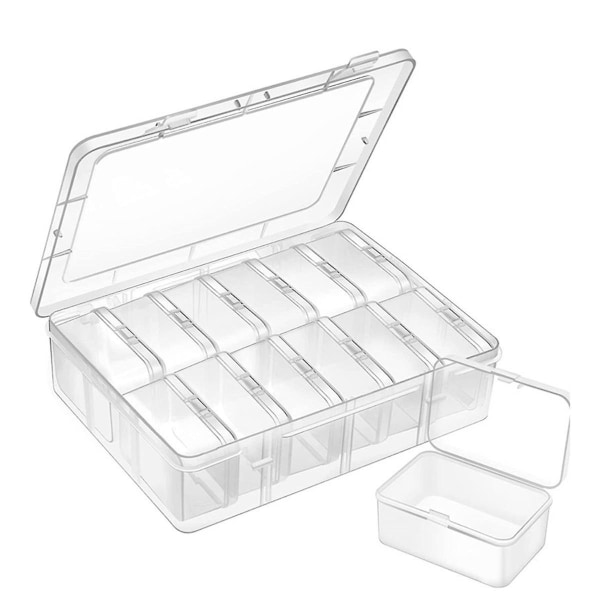 Lille perleopbevaringsboks, 13 stykker plastopbevaringskasser Mini klare perleopbevaringsbokse