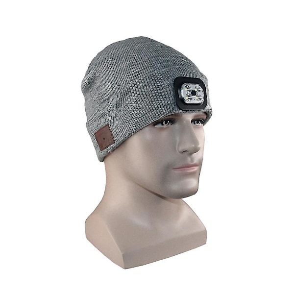 For Snømåking Vinter Varm Bluetooth Hodelykt Lampe Lue med LED Musikk Cap Høyttalere & Mic Ørepropper, c