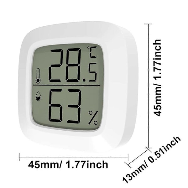 2 stk Mini Innendørs Digital Hygrometer Termometer med LCD-skjerm og Termometer for Hjem, Kontor, F