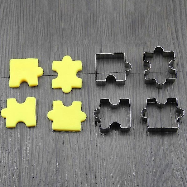 4 stk./sæt Kiksform Rustfrit Stål Puslespilsbrik Cookie Cutter Kage Rammeform Bageværktøj Til
